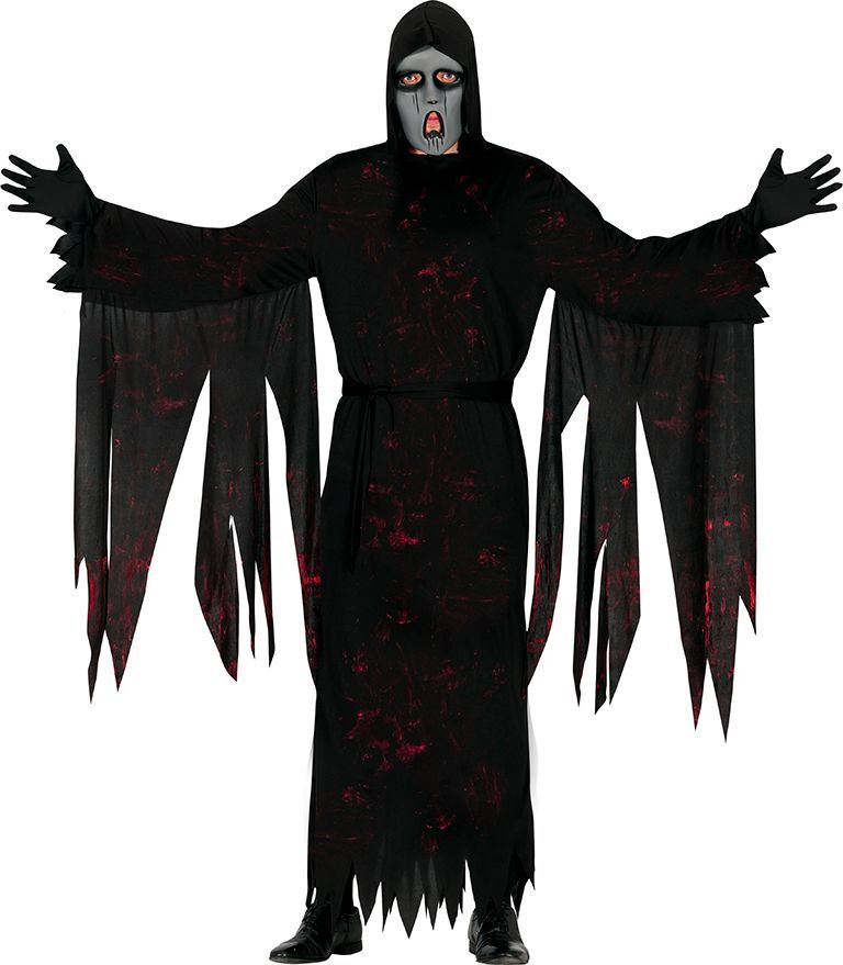 Smiffy's - Beul & Magere Hein Kostuum - Schreeuwende Geest Uit De Hel Man Zwart Medium Halloween Verkleedkleding