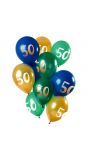 12 ballonnen 50 jaar groen goud 30cm