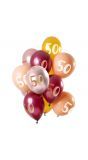 12 ballonnen 50 jaar roze goud 30cm