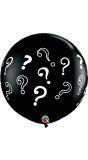 2 gender reveal vraagtekens ballonnen zwart 90cm