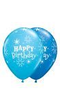 25 blauwe birthday ballonnen 28cm