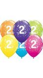 25 meerkleurige 2 jaar ballonnen 28cm
