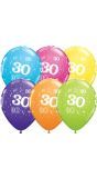 25 meerkleurige 30 jaar ballonnen 28cm