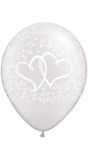 25 witte ballonnen met hartjes parel 28cm