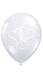 50 zilveren liefde ballonnen met hartjes 28cm