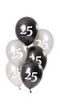 6 ballonnen glossy black 25 jaar 23cm