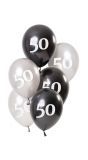 6 ballonnen glossy black 50 jaar 23cm