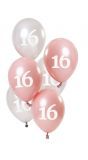 6 ballonnen glossy pink 16 jaar 23cm