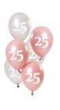 6 ballonnen glossy pink 25 jaar 23cm