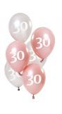 6 ballonnen glossy pink 30 jaar 23cm