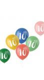 6 ballonnen retro 10 jaar meerkleurig 33cm