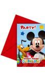 6 Mickey Mouse clubhouse kinderfeestje uitnodigingen