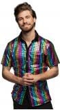 80s glimmende disco blouse regenboog volwassenen