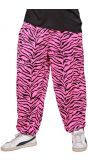 Baggy 80S zebra roze broek