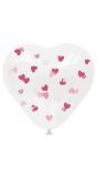 Ballonen hartvormig wit met confetti