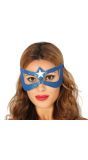 Blauwe glitter superheld oogmasker
