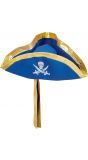 Blauwe tricorn hoed met hoofdband