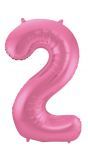 Cijfer 2 metallic roze folieballon 86cm