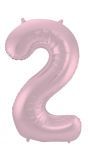 Cijfer 2 pastel roze folieballon 86cm