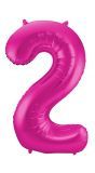 Cijfer 2 roze folieballon 86cm