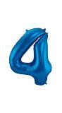 Cijfer 4 blauwe folieballon 86cm