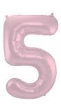 Cijfer 5 pastel roze folieballon 86cm