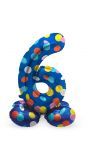 Cijfer 6 gekleurde stip staande folieballon