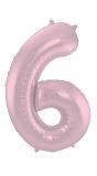 Cijfer 6 pastel roze folieballon 86cm
