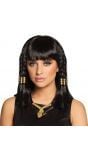 Cleopatra pruik met kralen zwart