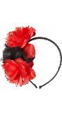 Dia de los muertos hoofdband met rood-zwarte rozen