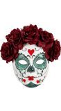 Dia de los muertos masker met bordeauxrode rozen