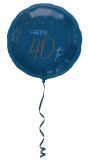 Elegante happy birthday 40 folieballon blauw