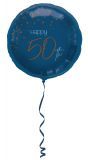 Elegante happy birthday 50 folieballon blauw