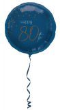 Elegante happy birthday 80 folieballon blauw
