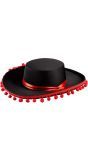 Espagnol hoed zwart rood deuxe