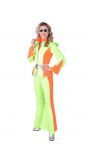Fluor oranje groene disco outfit dames