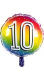 Folieballon cijfer 10 regenboog
