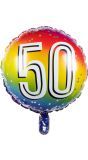 Folieballon cijfer 50 regenboog