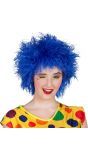 Frizzy clown pruik blauw