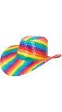 Gay pride pailletten cowboy hoed