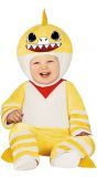 Gele baby shark kostuum baby