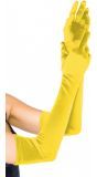 Gele extra lange satijnen handschoenen