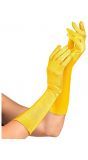 Gele satijnen middellange handschoenen