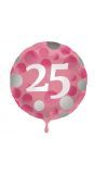 Glossy verjaardag 25 folieballon roze