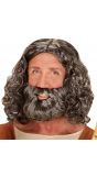 Grijze Jezus pruik met baard