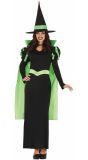 Groen zwarte heks kostuum dames