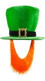 Groene St. Patricksday hoed met oranje baard