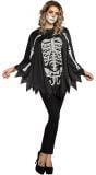 Halloween basic skelet poncho dames