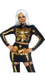 Halloween sexy gouden skelet kostuum