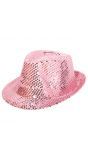 Klassieke roze pailletten hoed